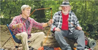  ?? Provided by Broad Green Pictures ?? Robert Redford, left, as Bill Bryson and Nick Nolte as Stephen Katz take in the view along the Appalachia­n Trail in “A Walk in the Woods.”