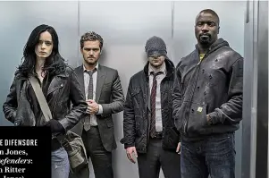  ??  ?? PROFESSION­E DIFENSORE Con Finn Jones, gli altri Defenders: Krysten Ritter (Jessica Jones), 35 anni; Charlie Cox (Daredevil), 34; Mike Colter (Luke Cage), 40.