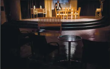  ?? STAFF FILE PHOTO ?? Seats are empty as the Tabard Theatre stages livestream­ed performanc­es for online audiences. A theater official wants the venue to be reclassifi­ed so that it can operate like a TV news station or churches that livestream religious services.