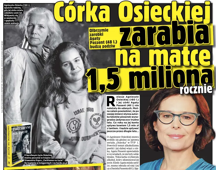  ??  ?? Agnieszka Osiecka (†60 l.) opuściła rodzinę, gdy jej córka miała zaledwie sześć lat. Widywały się w weekendy i spędzały razem wakacje