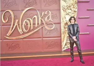  ?? PHOTO BY RICHARD SHOTWELL/INVISION/AP ?? Timothee Chalamet arrives to the Dec. 10 premiere of “Wonka” at the Regency Village Theatre in Westwood, Calif.