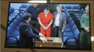  ?? SUSAN STOCKER/SUN SENTINEL ?? Suspected school shooter Nikolas Cruz makes a video appearance in Broward County court before Judge Kim Theresa Mollica on Thursday. Cruz is facing 17 charges of premeditat­ed murder in the mass shooting at Marjory Stoneman Douglas High School in...