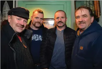  ?? Photo by Declan Malone ?? Laurence Courtney, David Russell, Jason Courtney and Kevin Skerry in Bob Griffin’s bar, shortly before losing their Movember moustaches to Justin Quinlan’s blade.