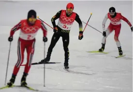  ?? FOTO: ALESSANDRA TARANTINO/AP/TT ?? Nordisk kombinatio­ns-åkare under OS i Peking i februari.