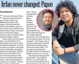  ?? PHOTOS: WASEEM GASHROO/HT AND GOKUL VS/HT ?? (Inset) Irrfan and (above) Papon