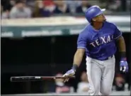  ?? TONY DEJAK — ASSOCIATED PRESS ?? The Rangers’ Adrian Beltre watches his solo home run off Indians reliever Cody Allen in the ninth inning June 27 at Progressiv­e Field.