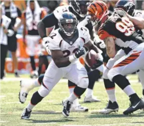  ??  ?? Running back C.J. Anderson was held to just 37 yards rushing against the Bengals in the Broncos’ 29-17 win in Cincinnati on Sunday. Joe Amon, The Denver Post
