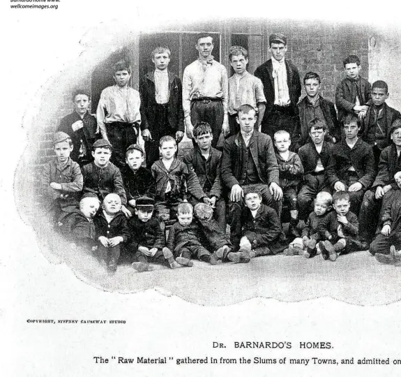  ??  ?? Group portrait of children outside a Barnardo home www. wellcomeim­ages.org