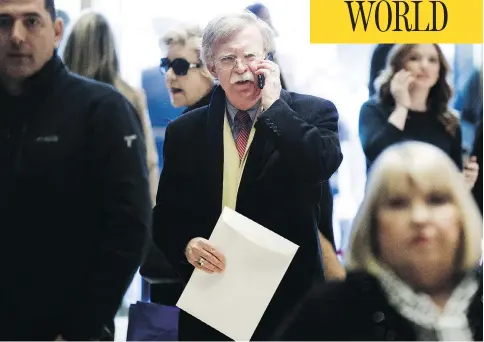  ?? JUSTIN LANE/POOL VIA BLOOMBERG/FILES ?? John Bolton, former U.S. ambassador to the United Nations, will be replacing H.R. McMaster as President Donald Trump’s national security adviser. Bolton is famed for his hawkish views, including advocating U.S. pre-emptive strikes aimed at regime...