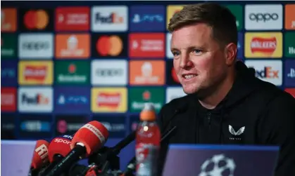  ?? United/Getty Images ?? Eddie Howe will take charge of Newcastle’s first home Champions League match in 20 years. Photograph: Serena Taylor/Newcastle