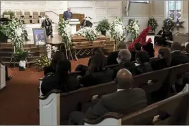  ?? Atlanta Braves via AP photo ?? Former President Bill Clinton speaks during funeral services for Hank Aaron on Wednesday at Friendship Baptist Church in Atlanta.