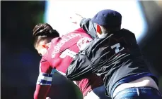  ??  ?? Father-of-one Paul Mitchell attacks Aston Villa captain Jack Grealish during the Second City derby at St Andrew’s yesterday