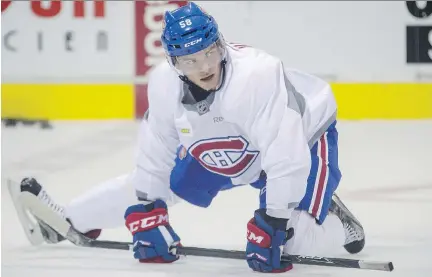  ?? DARIO AYALA ?? Noah Juulsen takes part in the Canadiens’ rookie camp on Wednesday. The young defenceman will join the main training camp Thursday.