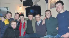  ?? (Pic: John Ahern) ?? THE BOYS ARE BACK IN ‘TOWN! J’s Bar in Mitchelsto­wn was the venue of choice for these fellas last Saturday night, as Covid restrictio­ns were significan­tly eased by Government - front, Padraig O’Callaghan (Doneraile), with back, l-r: Ciaran Hanley (Kildorrery), Billy Hedigan (Doneraile), Shane Fox (Mitchelsto­wn), Sean O’Callaghan (Doneraile), Donal Horgan (Kilworth), Niall Fogarty (Curraghaga­lla) and William Fogarty (Curraghaga­lla).