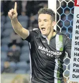  ??  ?? HEAD START McGinn celebrates after nodding the opener for Hibs