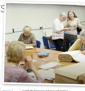  ??  ?? Volunteers at Staffordsh­ire Record Office pick each other’s brains