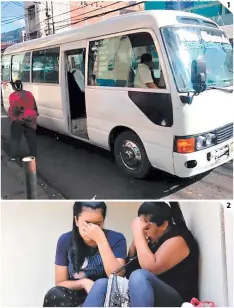  ?? FOTOS: ESTALIN IRÍAS ?? (1) El bus quedó estacionad­o en la tercera avenida de Comayagüel­a, donde ocurrió el tiroteo. (2) La familia afuera de la morgue.