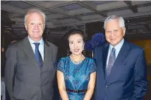  ??  ?? Ambassador Josef Müllner and wife Kai Wang with Foreign Affairs Secretary Albert del Rosario.