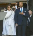  ?? BALTIMORE SUN JERRY JACKSON/ ?? Gov.-elect Wes Moore and his wife, Dawn, walk onto the stage during the inaugurati­on Jan. 18 at the State House.