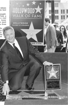  ??  ?? Actor Gary Sinise is seen at his Walk of Fame Star ceremony in Hollywood, California on Apr 17. — AFP photo