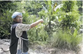  ??  ?? Mervis Lloyd, 72, points to the First Bridge in Pedro, Clarendon, which was closed by the National Works Agency in February but reopened by residents who say the alternativ­e route through Fort George is longer, with poorer roads.