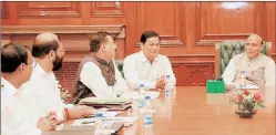  ?? PTI ?? AASU leaders, the Assam CM and the Union Home Minister meet in Delhi.