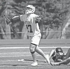  ?? JUSTIN RITZEL/THE DAILY MESSENGER ?? Aquinas’ Tano Auriuso celebrates a goal against McQuaid.