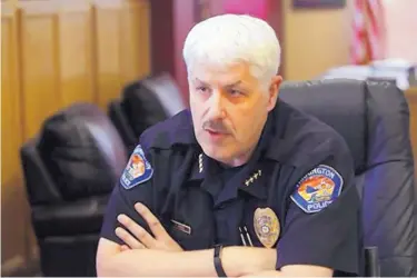  ?? THE DAILY TIMES ?? Farmington Police Chief Steve Hebbe says he is pleased with the results of recent study that appears to show that aggressive outreach by the department’s victim advocates results in a higher conviction rate for violent offenders.