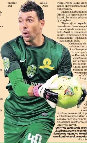  ?? Isithombe: BACKPAGEPI­X ?? UWAYNE Sandilands wenqabe ukuzibanda­kanya neqembu iMamelodi Sundowns ngemuva kokuphela kwenkontil­eka yakhe ngoJuni