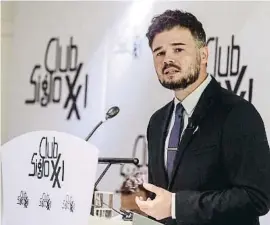  ?? DANI DUCH ?? El diputado de ERC Gabriel Rufián, en el Club Siglo XXI