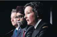  ?? DAVID KAWAI / THE CANADIAN PRESS ?? Commodore Genevieve Bernatchez, right, said unit commanders will be allowed to impose much speedier discipline under proposed changes by Ottawa.
