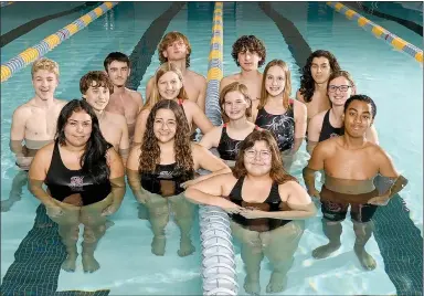  ?? Photo courtesy of Mark Strickland Photograph­y ?? The 2022-23 Siloam Springs swim team. Pictured are team members: (Front from left), Crystal Serrano, Emelyn Chavez, Autum Gonzales and James Shaw; (middle) Hayden Shimer, Anna Matchell, Abigail Green, Addi Huebert and Rachel Luker; (back) Jakin Matchell, Gabe Fox, Ben Wenger, Tony Wleklinski and D’Angelo Celis. Not pictured is Emily Corpeno.