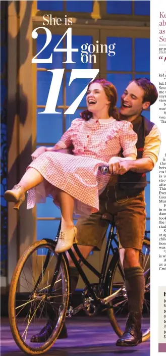  ?? PHOTO BY MATTHEW MURPHY ?? Keslie Ward and Chad Campbell play teenage Liesl von Trapp and her boyfriend, Rolf Gruber. The two are shown performing “Sixteen Going on Seventeen.”
