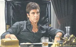  ??  ?? GANGSTER EPIC: Al Pacino stars as Cuban immigrant Tony Montana, who rises from dishwasher to drug lord in Brian De Palma’s ‘Scarface’.