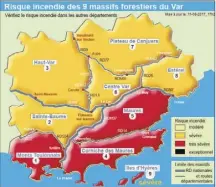  ?? (Infographi­e préfecture du Var) ?? Après un vendredi sous haute tension, la situation s’améliore un peu pour aujourd’hui pour une partie du départemen­t. Mais la vigilance demeure, en raison notamment de la sécheresse.