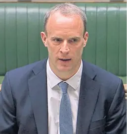  ??  ?? Foreign Secretary Dominic Raab said the measures were ‘reasonable and proportion­ate’ in response to the law imposed by Beijing.