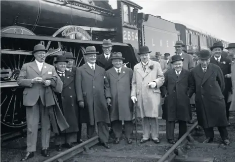  ?? ?? The naming ceremony of the real “Sunderland” locomotive, near Roker Park in 1936.