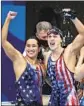  ?? Robert Gauthier L.A. Times ?? KATIE LEDECKY, right, who won the 1,500 gold, lets loose with Erica Sullivan, who won silver.