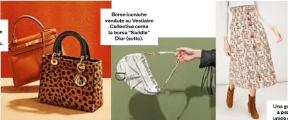  ??  ?? Borse iconiche vendute su Vestiaire Collective come la borsa “Saddle” Dior (sotto).