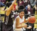  ?? MARC PENDLETON / STAFF 2016 ?? Olivia Trice (with ball) and the Wayne girls basketball team will compete for a D-I district title today against Mount Notre Dame at Princeton.