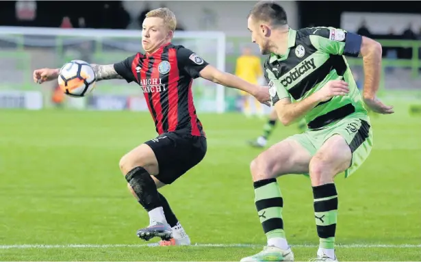  ?? Peter Hilton Photograph­y ?? Action from Macclesfie­ld’s FA Cup first round tie against Forest Green Rovers