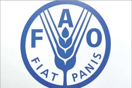  ?? AFP ?? The logo of the UN Food and Agricultur­e Organisati­on (FAO) is pictured at its headquarte­rs in Rome, Italy.