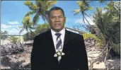  ?? UNTV ?? Kausea Natano, prime minister of Tuvalu, speaks in a pre-recorded message which was played during the 75th session of the United Nations General Assembly at UN headquarte­rs in New York on Friday.