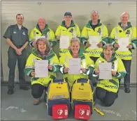  ??  ?? Carradale Community First Responders are: Back row: Mark Smith, Robert Strang, Stephen Redwood, Kenneth Semple, Malcolm Elder. Front row: Caroline Tauchauer, Fiona Lavery-Jones and Catriona Trott. Gregor Semple was absent.