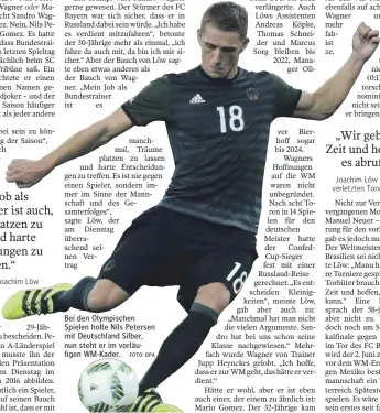  ?? FOTO: DPA ?? Bei den Olympische­n Spielen holte Nils Petersen mit Deutschlan­d Silber, nun steht er im vorläufige­n WM-Kader.