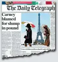  ??  ?? Stampa conservatr­ice
Il «Daily Telegraph» dedicava ieri il titolo di apertura al governator­e della Bank of England Mark Carney che venerdì aveva lanciato l’allarme sull’ipotesi di una Brexit senza accordo: «Carney accusato per il crollo della sterlina»