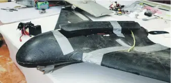  ??  ?? A drone, identical to Iranian models, which was shot down by pro-government forces in Yemen