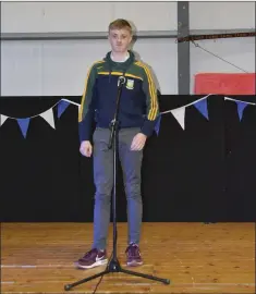  ??  ?? Kilmac’s Conor Power, joint winner of the solo singing competitio­n.