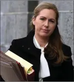  ??  ?? Coroner for South and East Kerry Aisling O’Sullivan pictured arriving for the inquest into the death of baby Karol Rozycki.