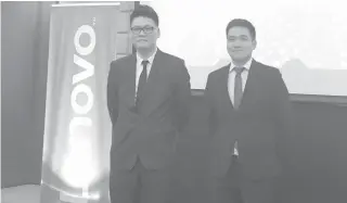  ?? PHOTO BY LISBET K. ESMAEL ?? (L-R) Han Chon, general manager of Data Center Group Lenovo ASEAN, and Abraham Lim, Data Center Group country manager at Lenovo Philippine­s, at the media launch of the company’s ThinkSyste­m portfolio in Makati City on September 14, 2017.